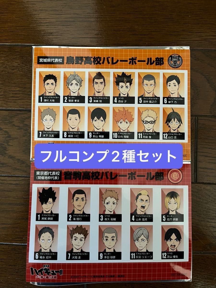 劇場版ハイキュー！！ゴミ捨て場の決戦 第6弾入場者特典 選手名鑑風ブロマイド 烏野 音駒 フルコンプ２枚★入プレ②