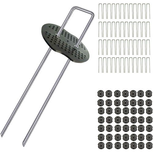 U pin .100 pcs set 20cm... pin artificial lawn fixation for weed proofing seat black circle attaching 31