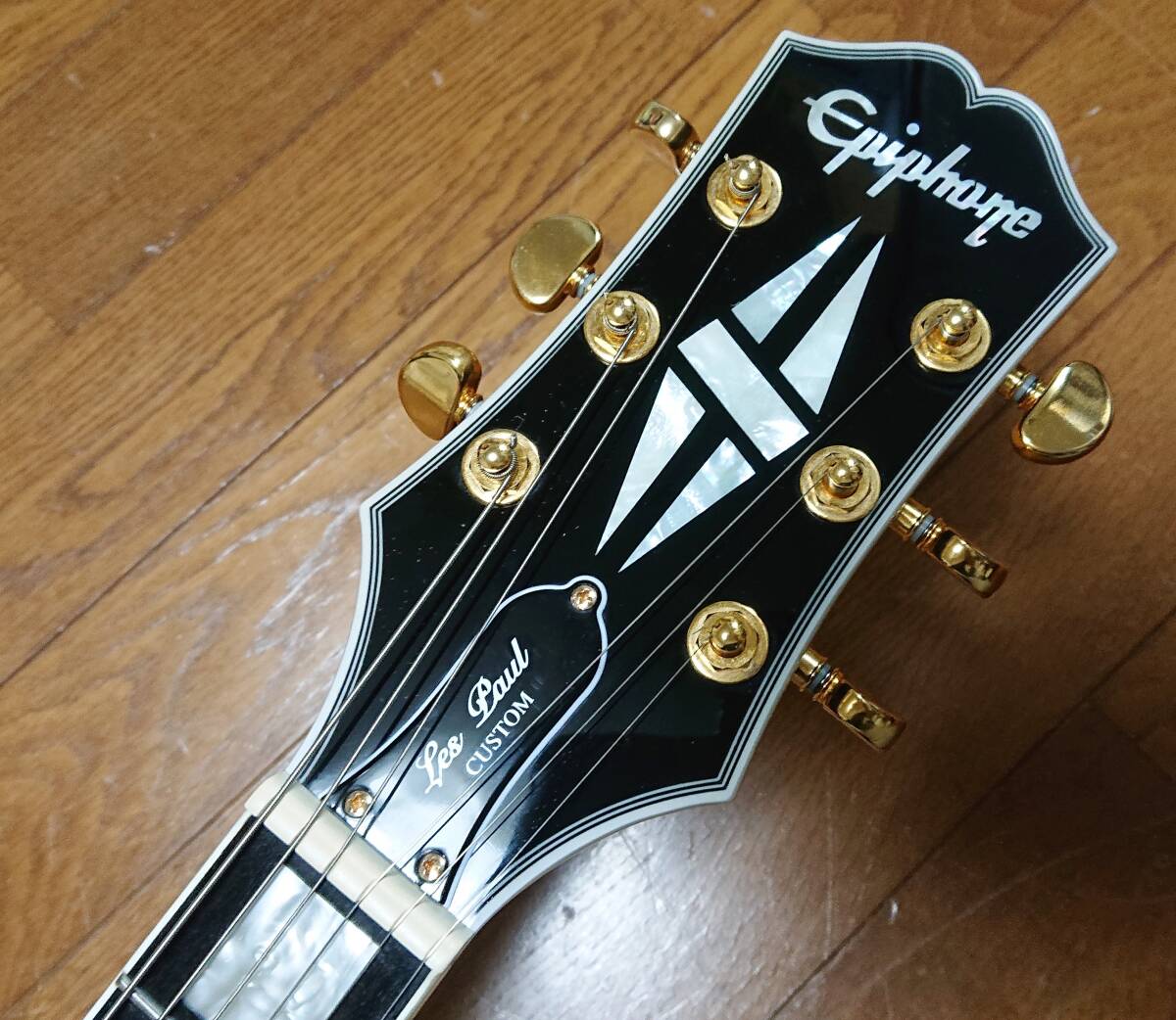 Epiphone by Gibson Les Paul Custom Ebony エピフォン レスポールカスタム エボニー指板 カラマズ―ヘッド _画像3