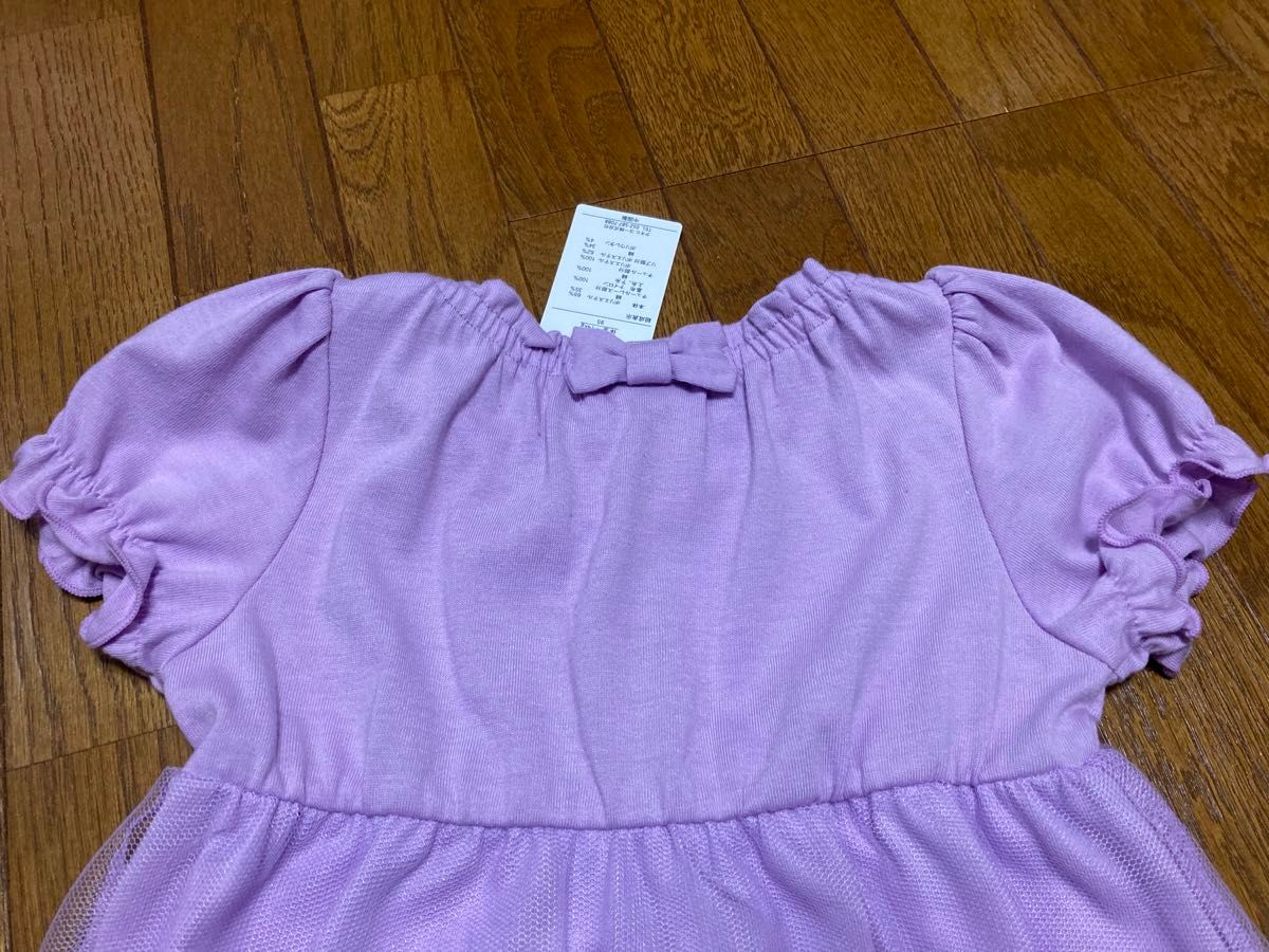 新品未使用　キッズ　ベビー　女の子　Disney プリンセス　ラプンツェル　半袖　半袖ワンピース　ワンピース　チュール　紫　95