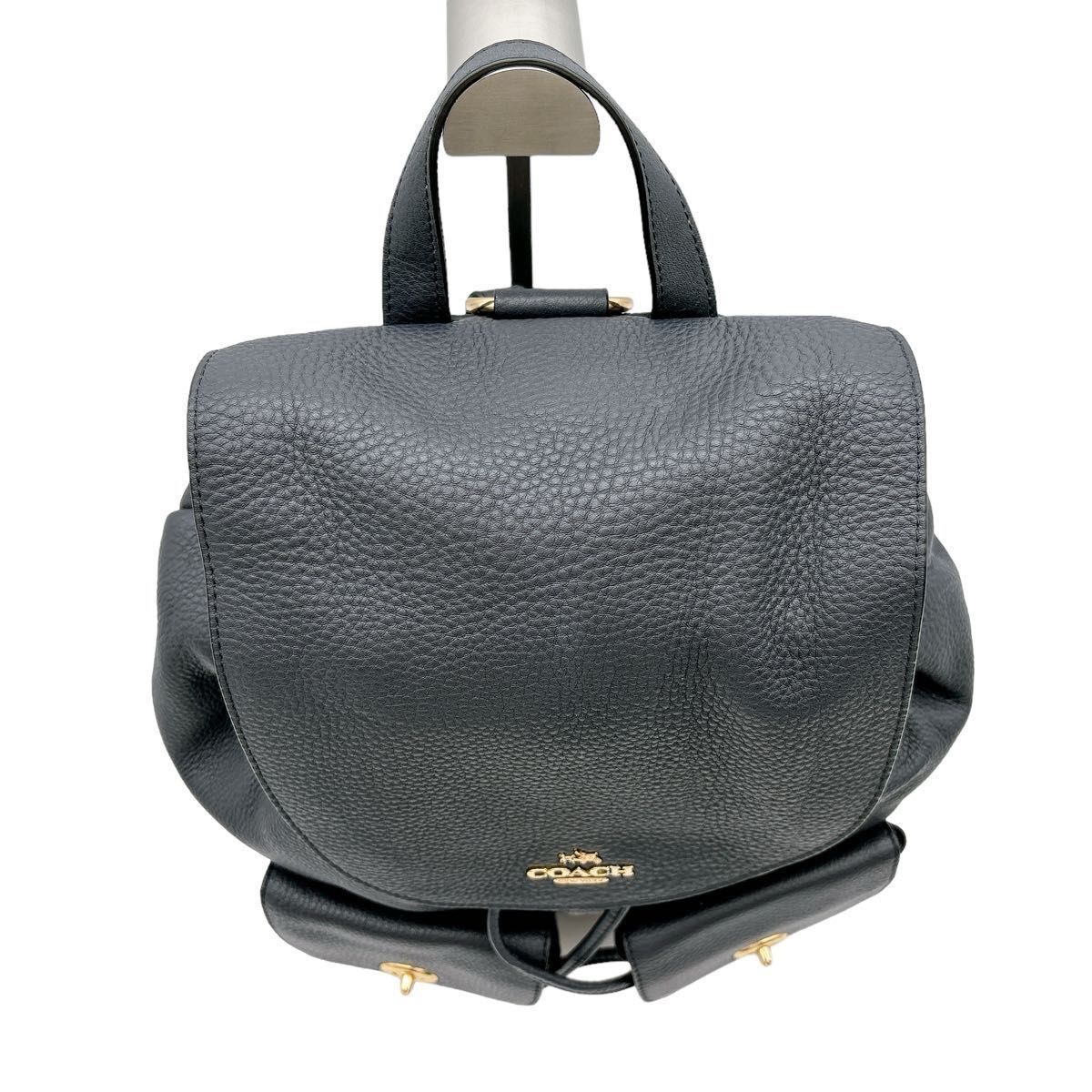 【美品】 COACH コーチ リュックサック ターンロック ネイビー P060