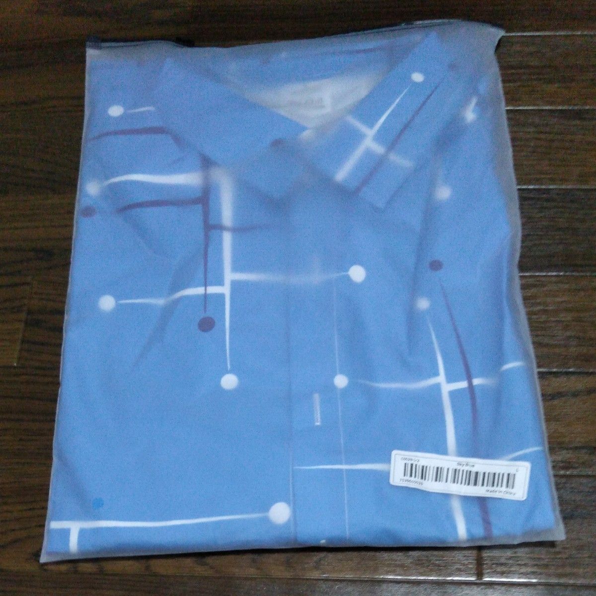 新品未使用半袖シャツ ジオメトリック柄 3Lサイズ 2XLサイズ 青 ブルー 夏物セール 
