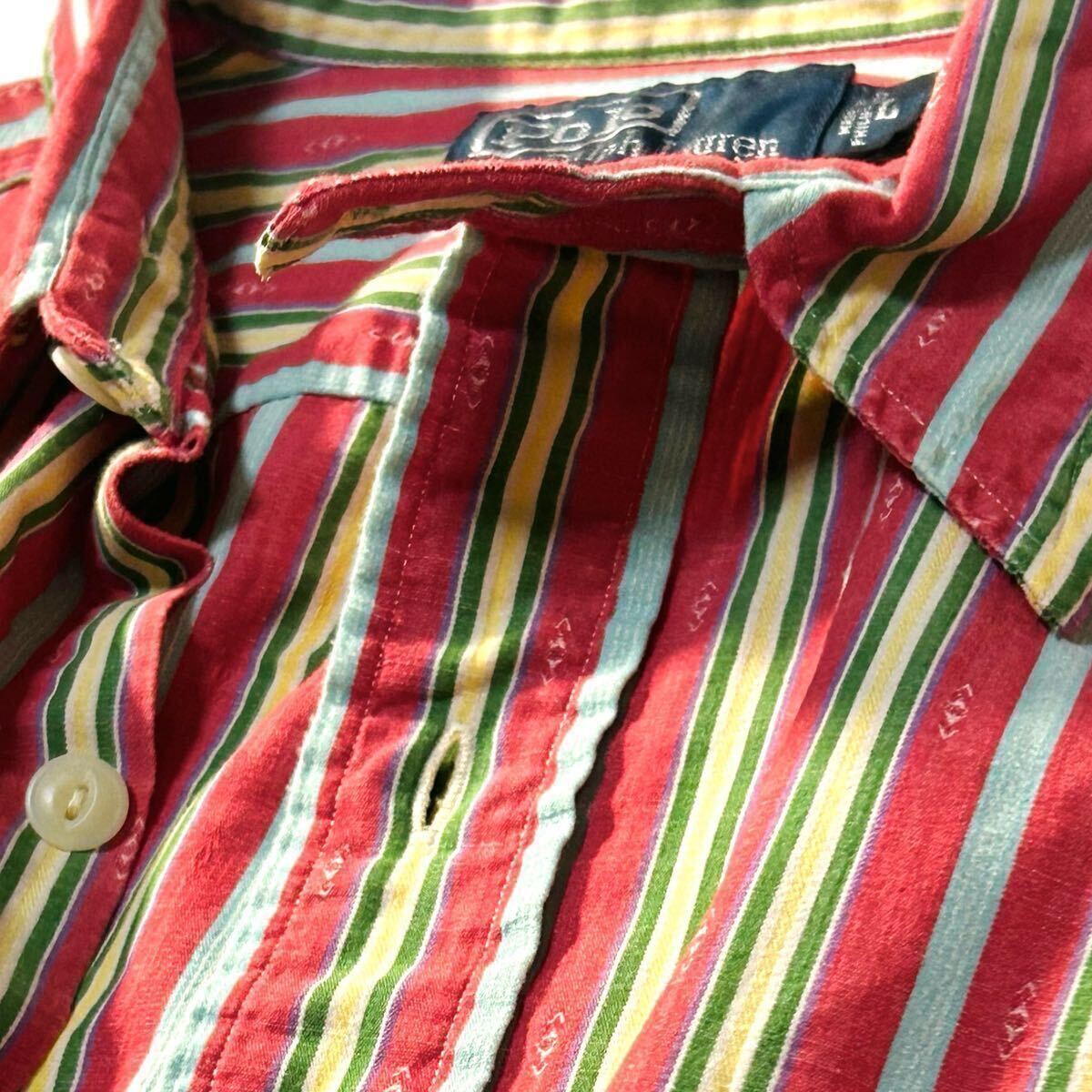 【POLO RALPH LAUREN】ポロ ラルフローレンSTRIPED AZTEC BUTTON SHIRT アステカ柄 チンストラップ付きワークシャツ ストライプシャツの画像5