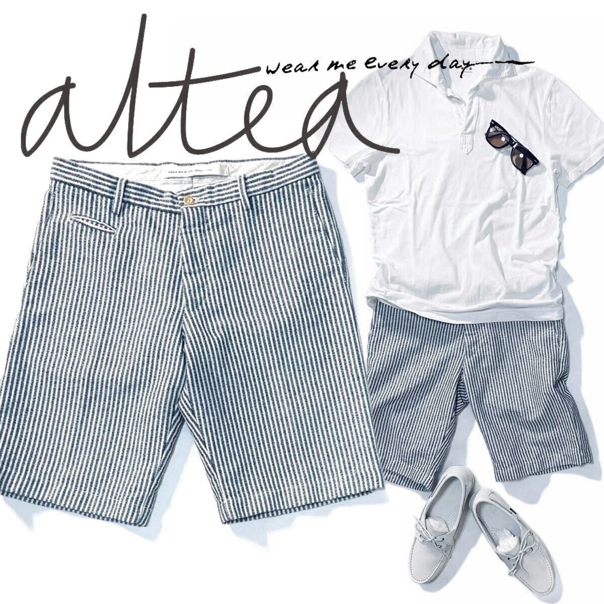 [altea] взрослый .. выдающийся. товар есть шорты *!! arte a сделано в Италии Wear Me Everyday полоса рисунок шорты linen. шорты 