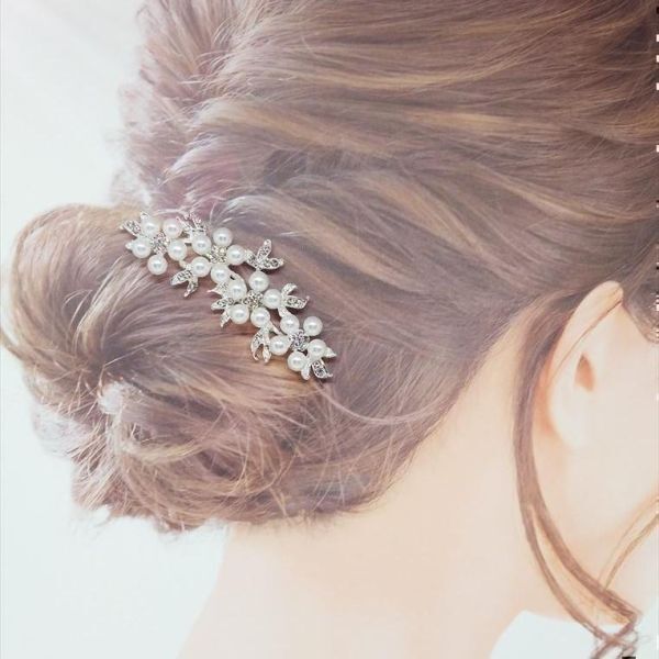 髪飾り ホワイト コーム ヘアアクセ 留袖 かんざし パール 花 和装 結婚式【m017】_画像5