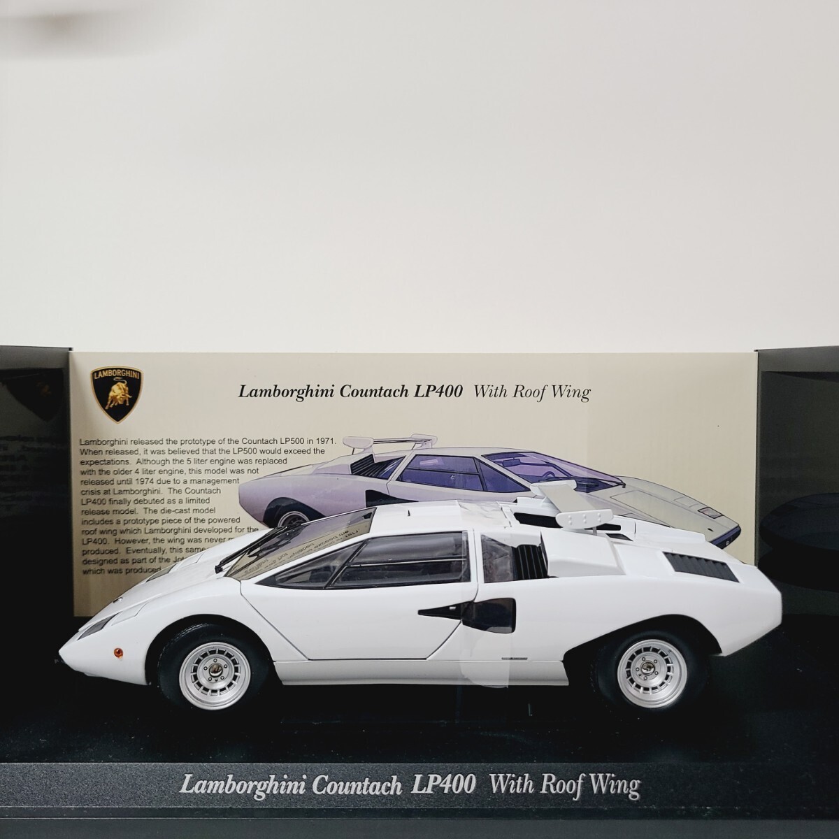 ◆未使用 1/18 KYOSHO 京商 1/18 Lamborghini Countach ランボルギーニ カウンタック LP400 With Roof Wing ホワイト ウイング ミニカー◆_画像4