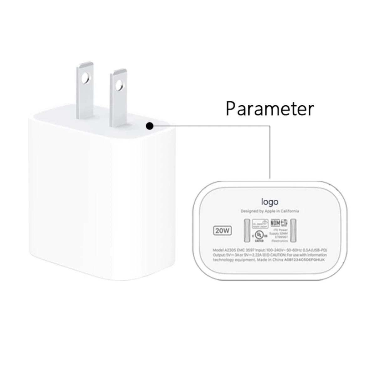 2m×1本 iPhone タイプC ライトニングケーブル20W急速充電器