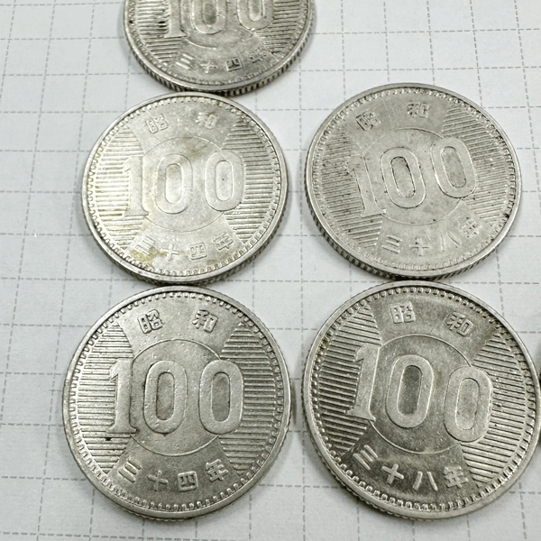 中古　100円銀貨セット　合計21枚　額面2.100円　鳳凰、稲穂、東京オリンピック_画像2