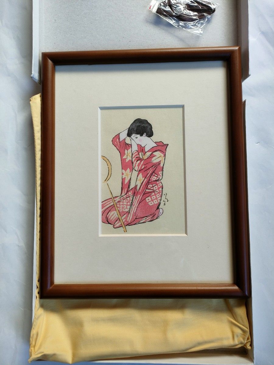 竹久夢二 手摺り木版画 夢二郷土美術館監修 『鏡を見る女』 未 竹久夢二 手摺り木版画 夢二郷土美術館監修 『鏡を見る女』 未