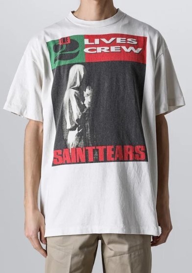 DENIM TEARS × SAINT MICHAEL Tシャツ トップス メンズ レディース 綿 ストリート レトロ ホワイト Lの画像7