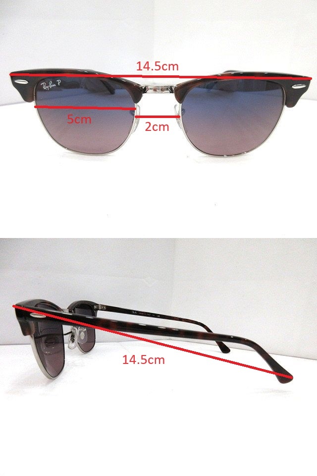 ☆Ray-Ban レイバン RB3016 51□21 CLUBMASTER クラブマスター べっ甲 フレーム サングラス アイウェア 中古 ネーム入り 訳あり品☆の画像9