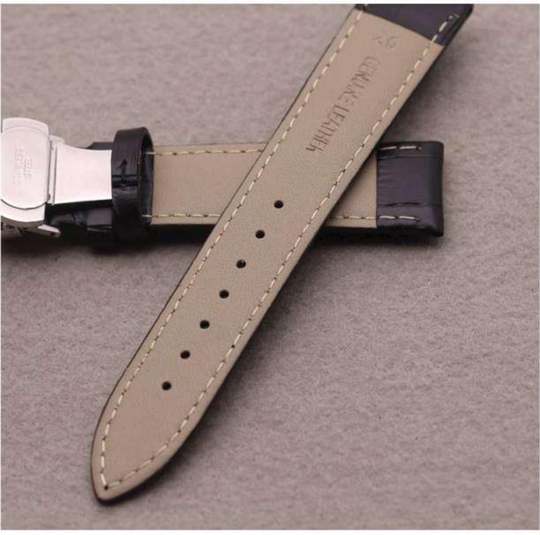 【2本セット】腕時計ベルト バネ棒付き 20mm レザーベルト 革ベルト 2本セット スタンダードバックル 予備に最適な2本組 BK BR