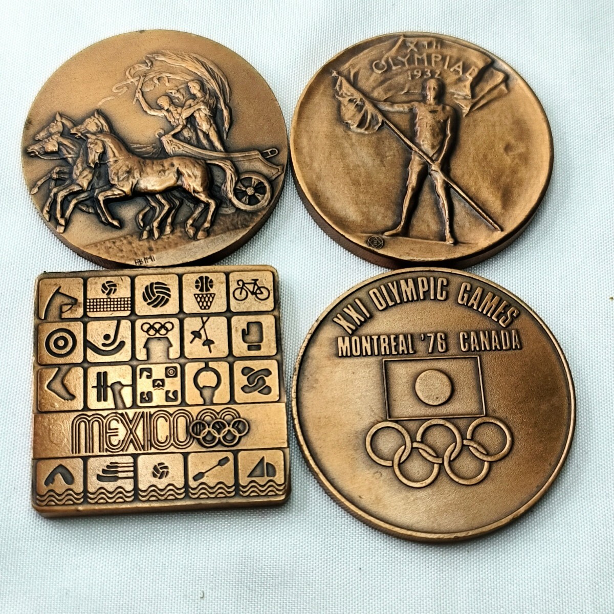 オリンピックコイン4枚 銅製 カナダ ロサンゼルス メキシコ大会 コレクター放出_画像1