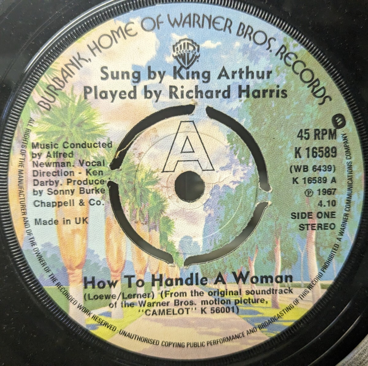  ☆KING ARTHUR&RICHARD HARRIS/HOW TO HANDLE A WOMAN1967'UK WARNER BROS7INCH_画像2