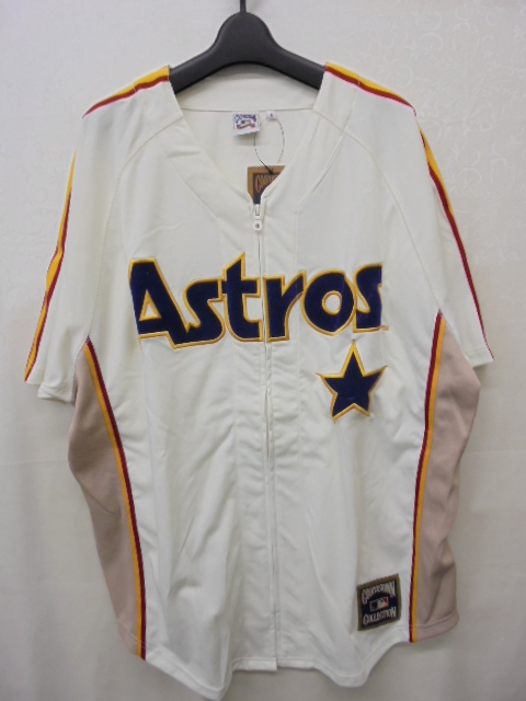 【KCM】ful-95-L★長期保管品★COOPERSTOWN COLLECTION　半袖ジップ ベースボールシャツ 『Astros アストロズ』 アイボリー　L（大きめ）_画像1