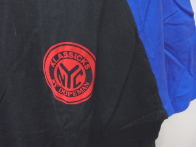 【KCM】ful-21-XL★古着・中古★メンズ　半袖ラグランTシャツ 『KLASSICKS by DOPEMAN NYC』　ブラック×ブルー　サイズ：XL_画像3