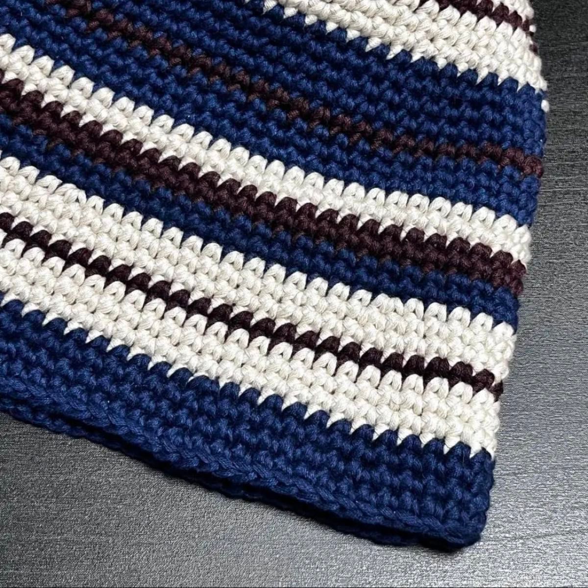 バケットハット かぎ針編み 手編みのコットン  ニット帽 手編み ハンドメイド handmade