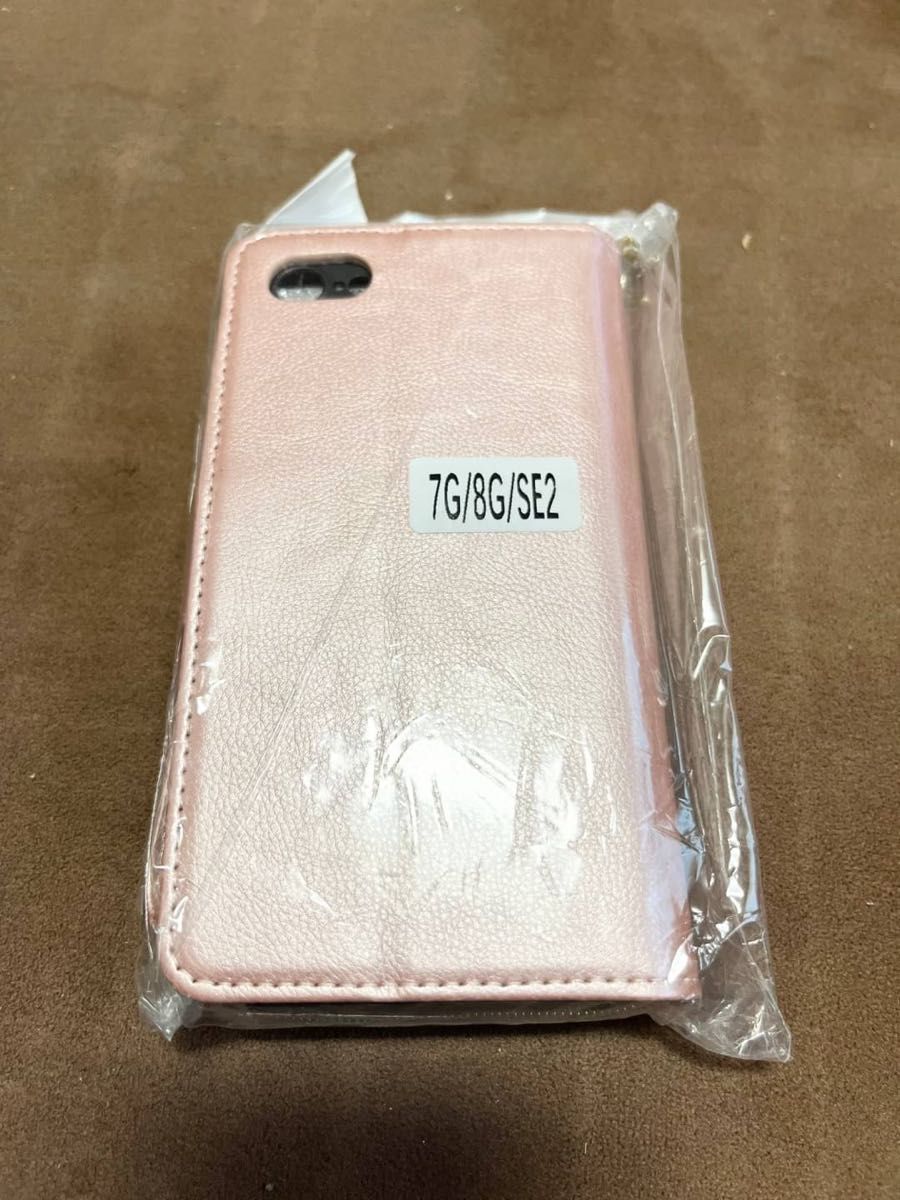 人気　手帳型 スマホケース　カード収納　お財布　iPhone7 8 SE2 SE3 ピンク　スタンド機能　動画視聴
