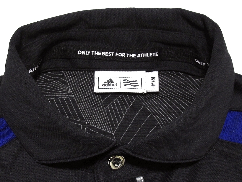 即決 極美品 adidas GOLF アディダスゴルフ HEAT SHADE クーリング ワイドカラー 吸汗速乾 ストレッチ 半袖ポロシャツ ブラック M メンズの画像5