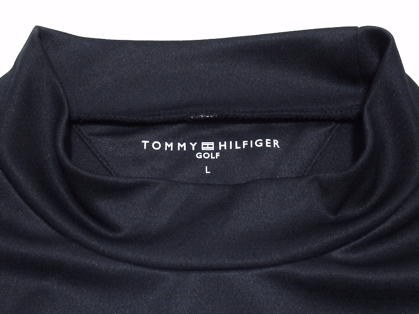 即決 未使用 TOMMY HILFIGER GOLF トミーヒルフィガー ゴルフ 2023SS アーチロゴ 吸汗速乾 モックネックシャツ ネイビー L 日本製 メンズ_画像6