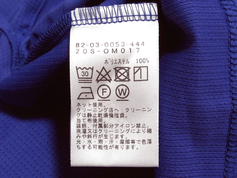即決 極美品 BEAMS GOLF ビームスゴルフ オレンジレーベル ロゴ刺繍 メッシュ 吸汗速乾 モックネックシャツ ブルー L 日本製 メンズ_画像7