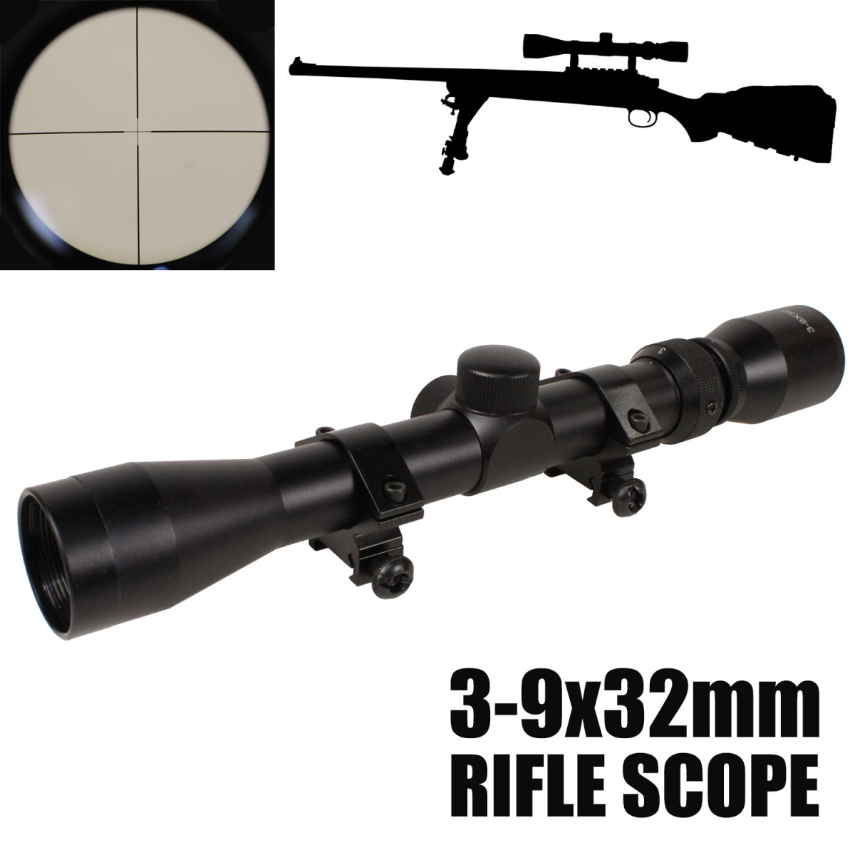 3-9x32mm ライフルスコープ BK (M40) / 3-9x32 Airsoft Rifle Scope Black_画像1