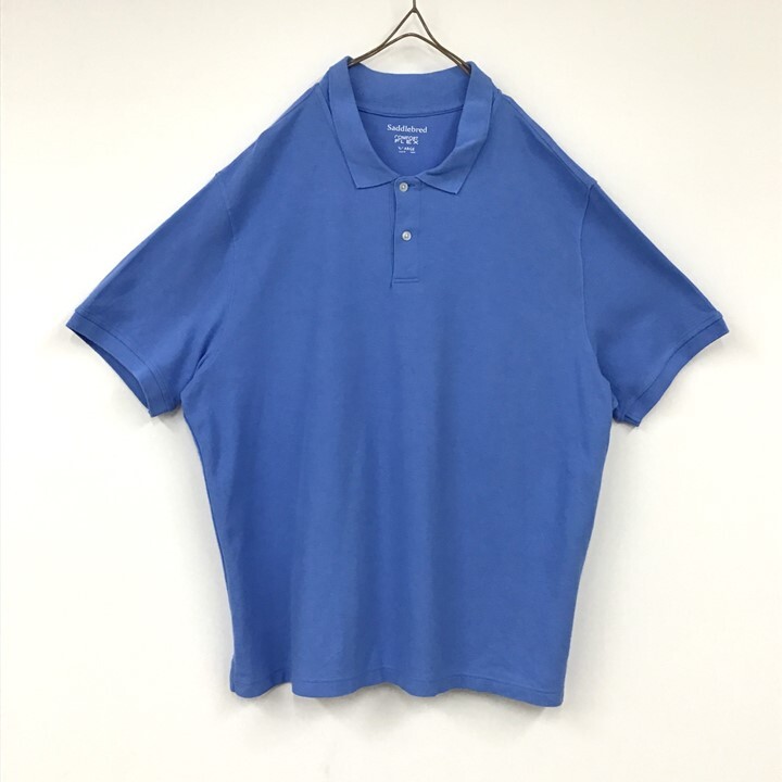 Saddlebred 半袖 ポロシャツ Comfort Flex 鮮やかなロイヤルブルー US古着 XL _画像2