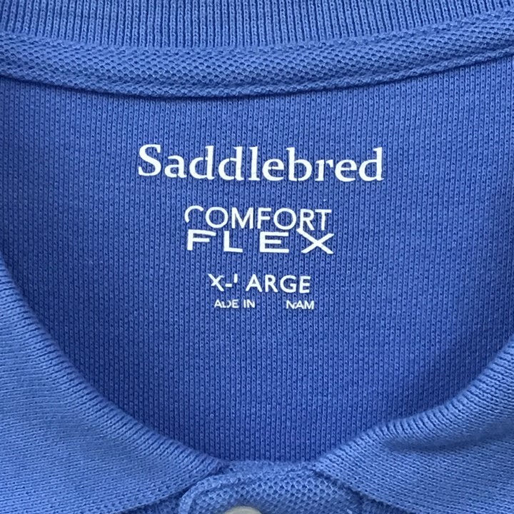 Saddlebred 半袖 ポロシャツ Comfort Flex 鮮やかなロイヤルブルー US古着 XL _画像6