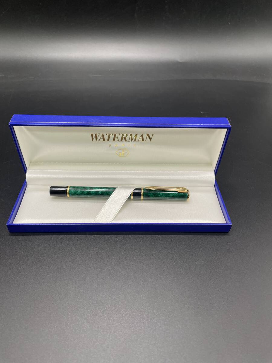 usA-598 WATERMAN/ウォーターマン/万年筆/ペン先EF/グリーン/マーブル/箱有/現状品/保管品_画像6