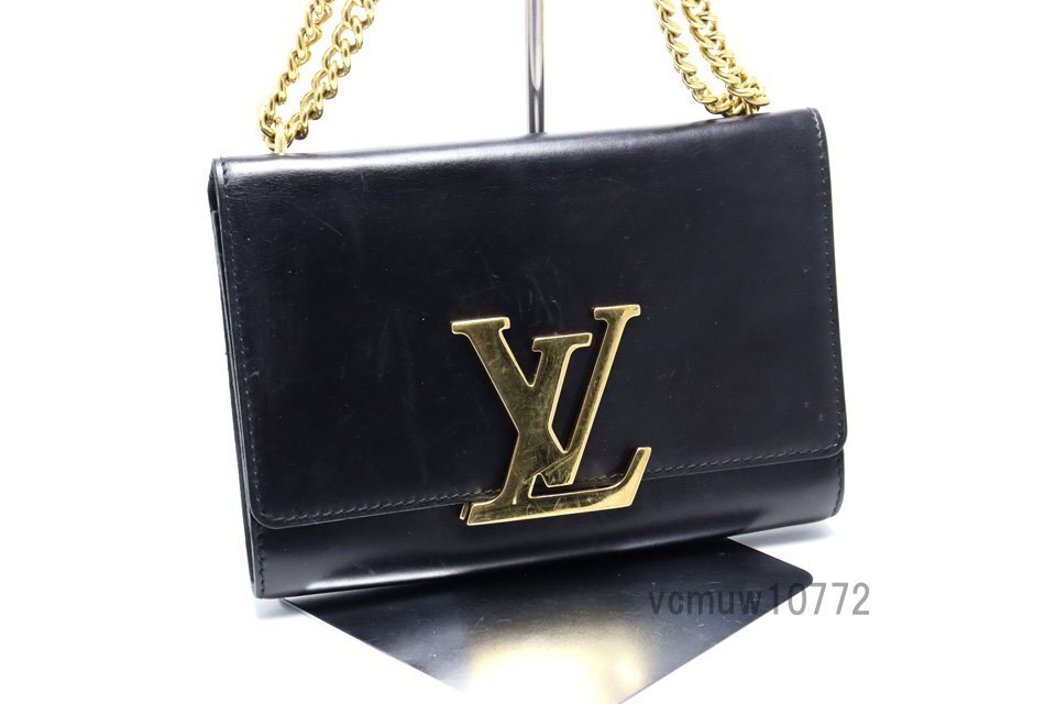 近年モデル希少美中古■LOUIS VUITTON ポシェットルイーズGM レザー チェーンショルダーバッグ ルイヴィトン■0509qu23597_画像4