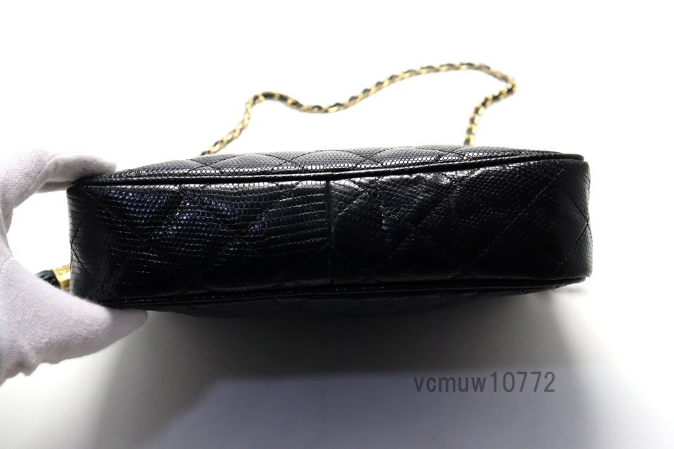 希少美中古■CHANEL 0番台 マトラッセ フリンジ リザード レザー チェーンショルダーバッグ シャネル■0509sr2142872_画像3