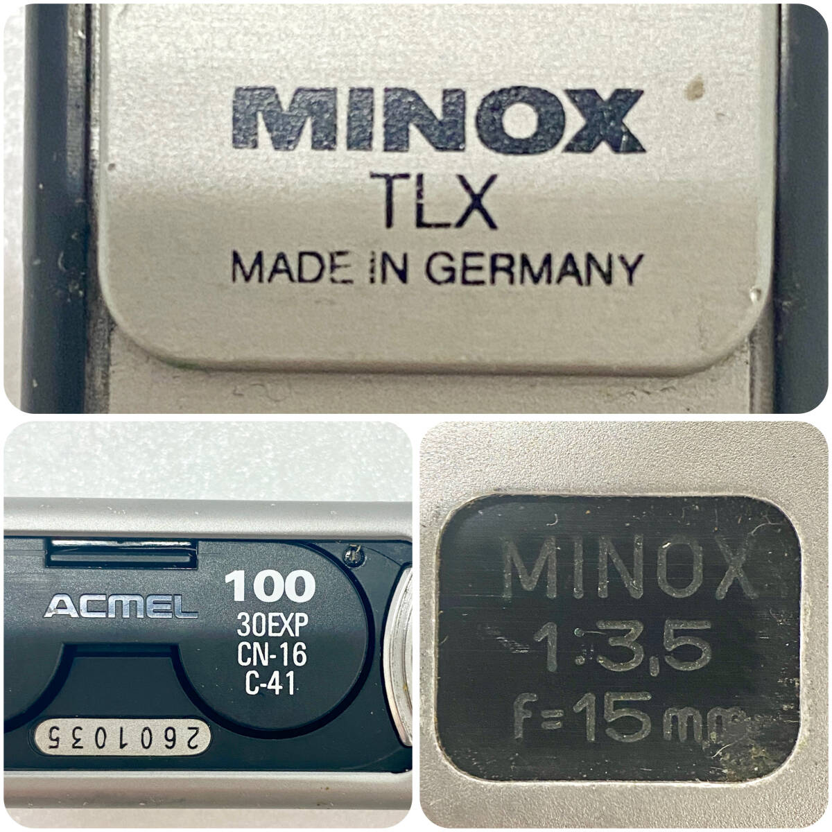 【動作未確認】 MINOX TLX コンパクトカメラ スパイカメラ フィルムカメラ 1:3.5 f=15mm ミノックス 現状品 ジャンク扱い 中古品_画像8