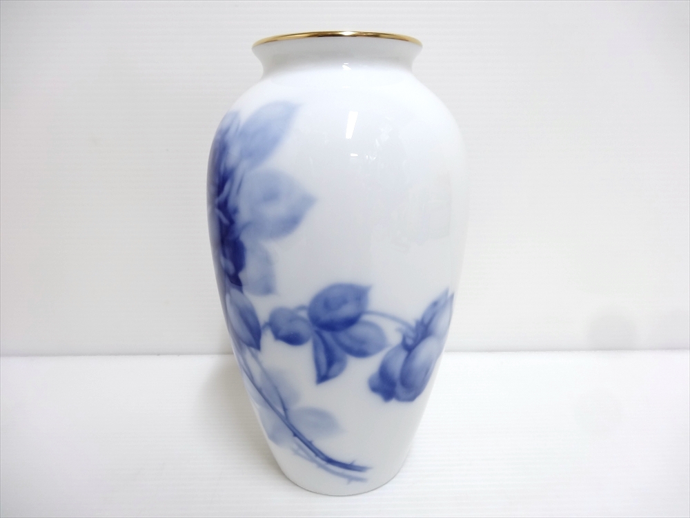 大倉陶園 ブルーローズ 花瓶　高さ22.8cm 桐箱入り未使用品　花器 フラワーベース_画像7
