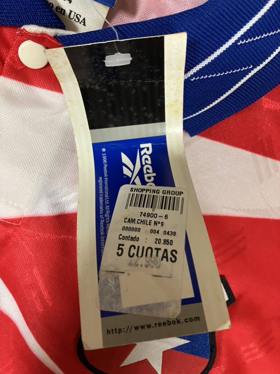 デッドストック　未使用　紙タグ付　98 チリ代表　CHILE サッカー ユニフォーム リーボック　Reebok usa製 アメリカ製　サモラノ　サラス_画像3