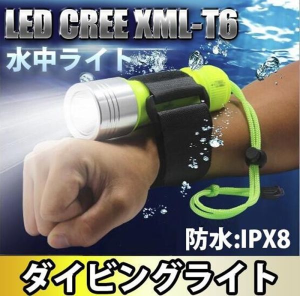 LED ダイビングライト 1000ルーメン XML-T6 水中ライト ストラップ 付属 N561_画像1