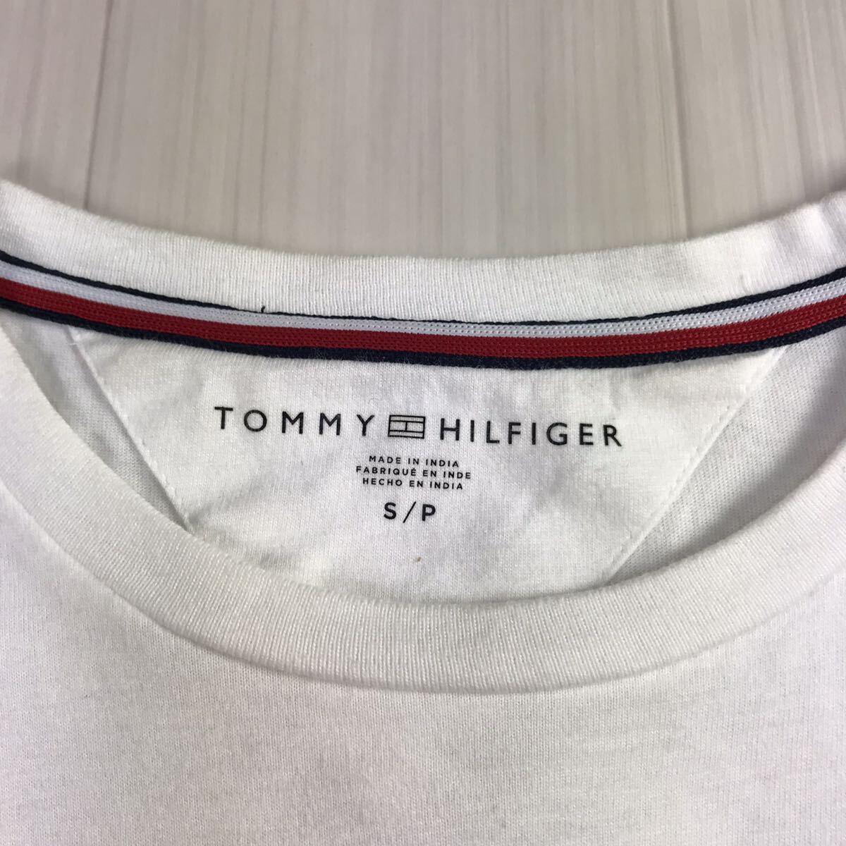 TOMMY HILFIGER トミー ヒルフィガー 半袖Tシャツ S ホワイト フラッグロゴ パッチロゴ プリントロゴ_画像7