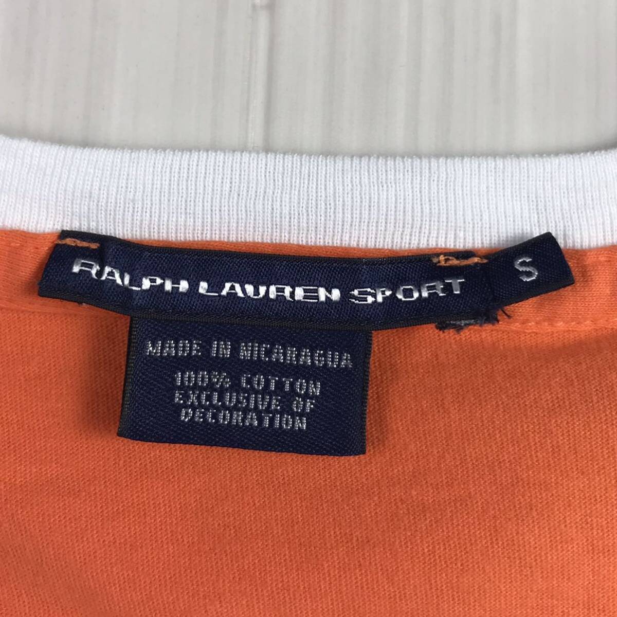 RALPH LAUREN SPORT ラルフローレン スポーツ 半袖Tシャツ S オレンジ Vネック 刺繍ポニー_画像5