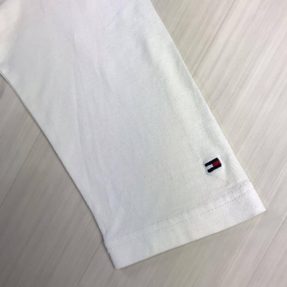 TOMMY HILFIGER トミー ヒルフィガー 七分袖Tシャツ S ホワイト ビッグロゴ ワッペン プリント フラッグロゴ 刺繍_画像7