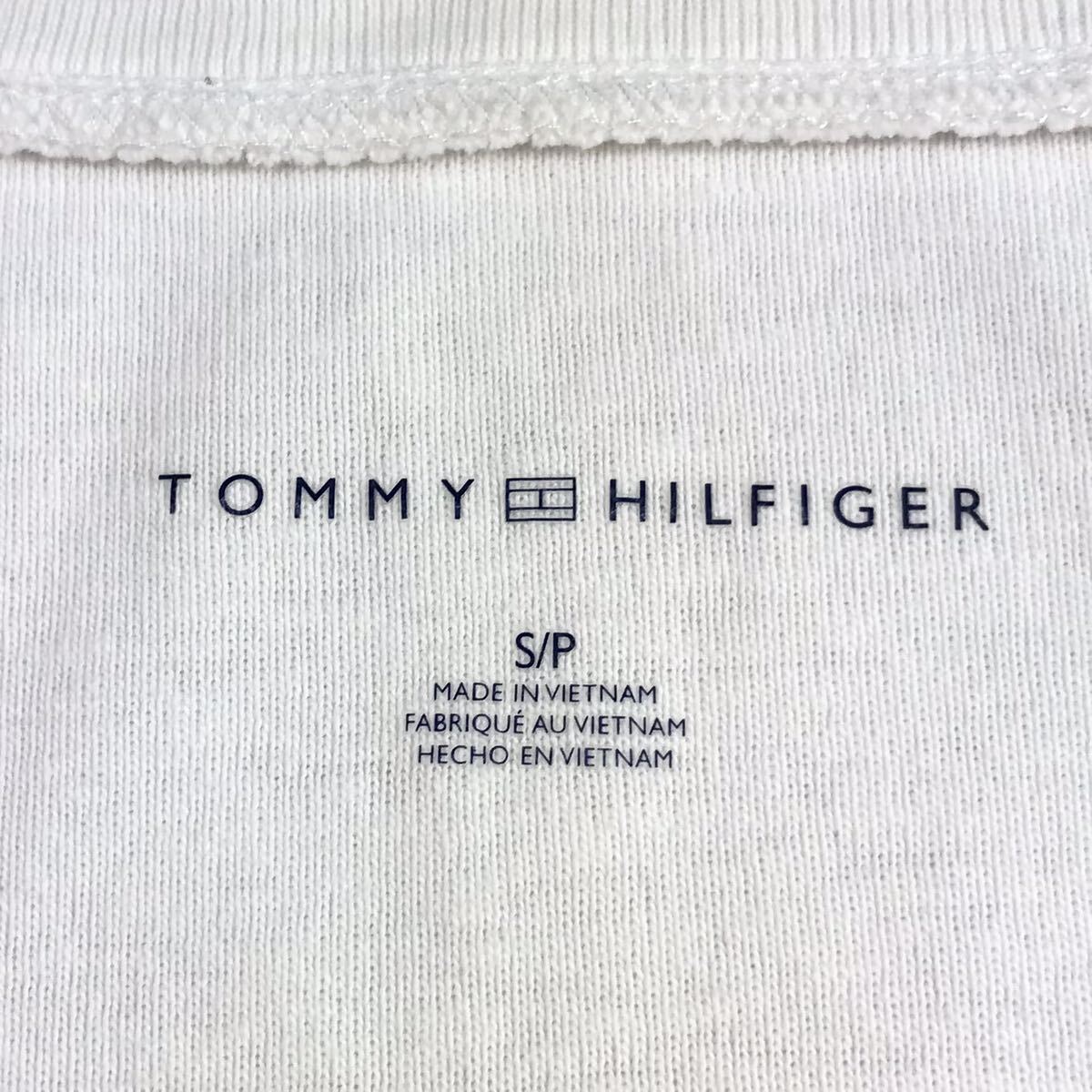 TOMMY HILFIGER トミー ヒルフィガー 半袖Tシャツ S ホワイト フラッグロゴ 刺繍ロゴ Vネック_画像7