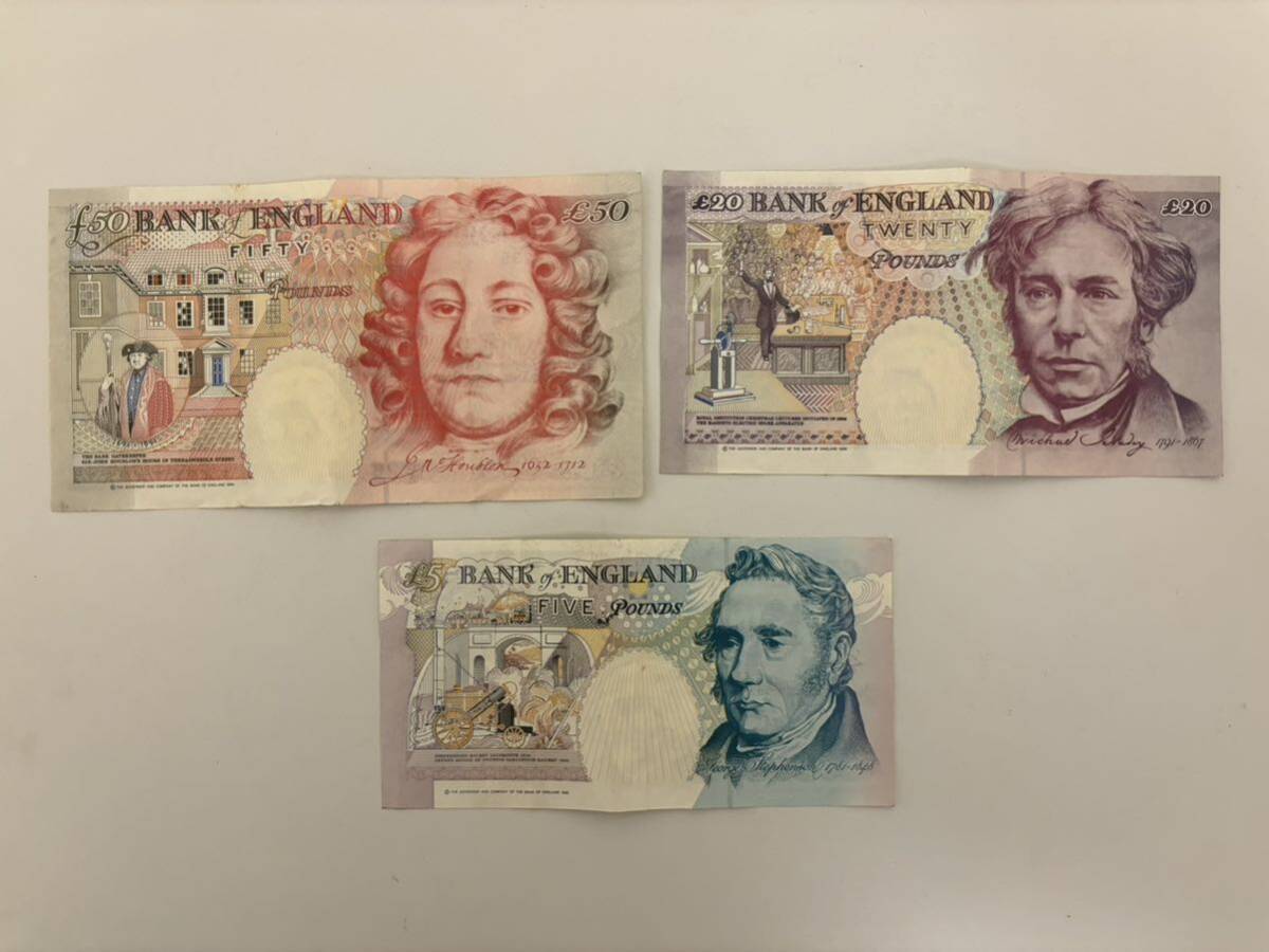 イギリスポンド旧紙幣　GBP 75イギリスポンド分 計3枚　Great Britain Pound海外旧紙幣 外国旧紙幣　_画像2
