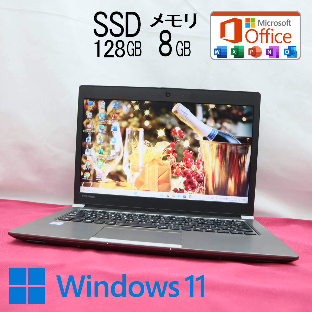 ★中古PC 高性能7世代i3！SSD128GB メモリ8GB★R63/J Core i3-7100U Webカメラ Win11 MS Office2019 Home&Business ノートPC★P69879_画像1