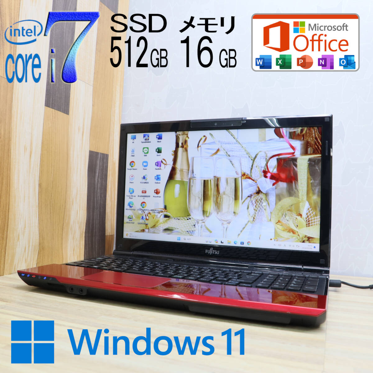 ★中古PC 最上級4コアi7！新品SSD512GB メモリ16GB★A45K Core i7-2670QM Webカメラ Win11 MS Office2019 Home&Business ノートPC★P71052_画像1