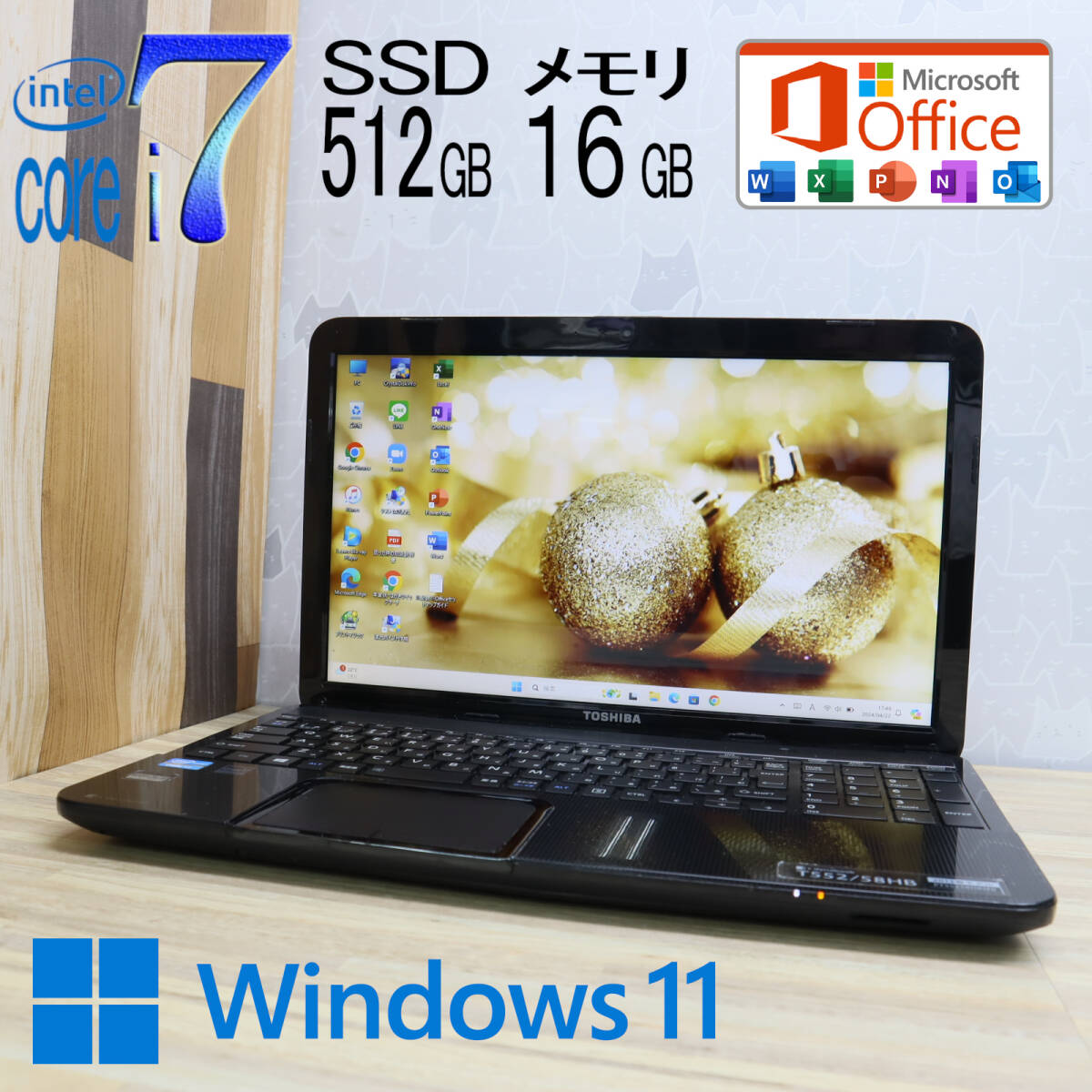 * used PC highest grade 4 core i7! new goods SSD512GB memory 16GB*T552 Core i7-3630QM Web camera Win11 MS Office2019 Home&Business Note PC*P70987