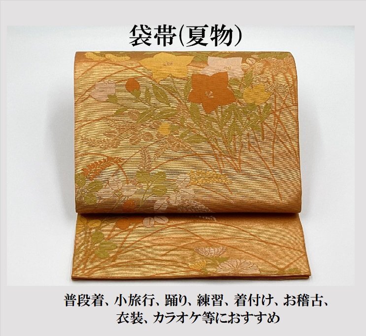 中古品　正絹　袋帯　夏物　六通柄　O23061_画像1