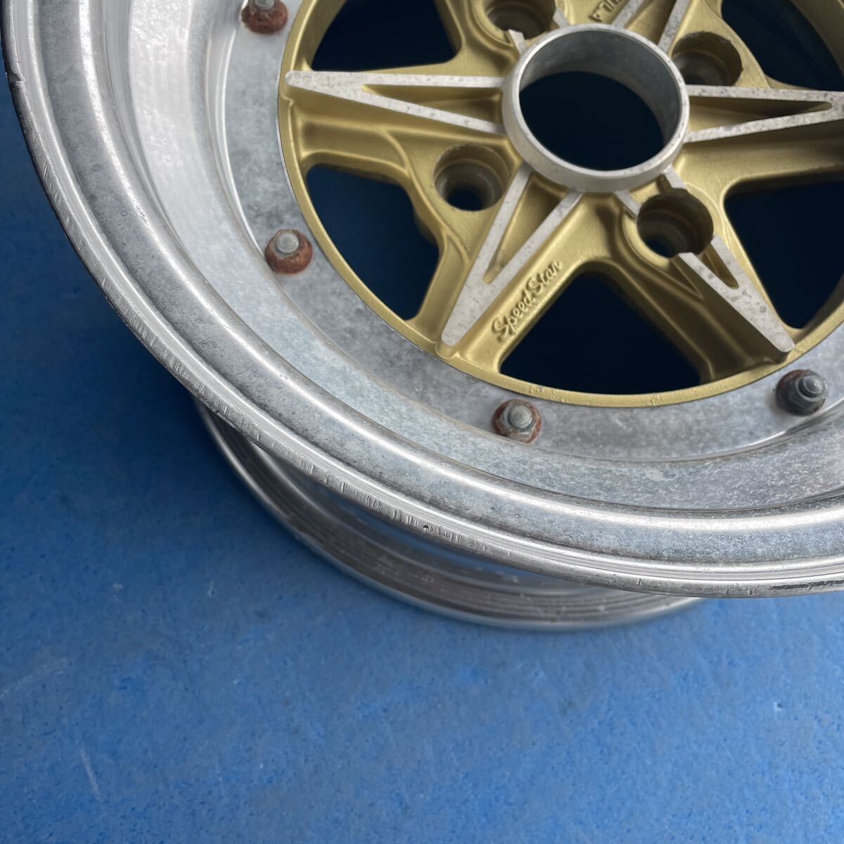 深リム　3ピース　SSR スピードスター star formula スターフォーミュラ 　14×7.5J-5(実測) PCD114.3-4穴　ハブ径約70mm ホイール1本_画像3