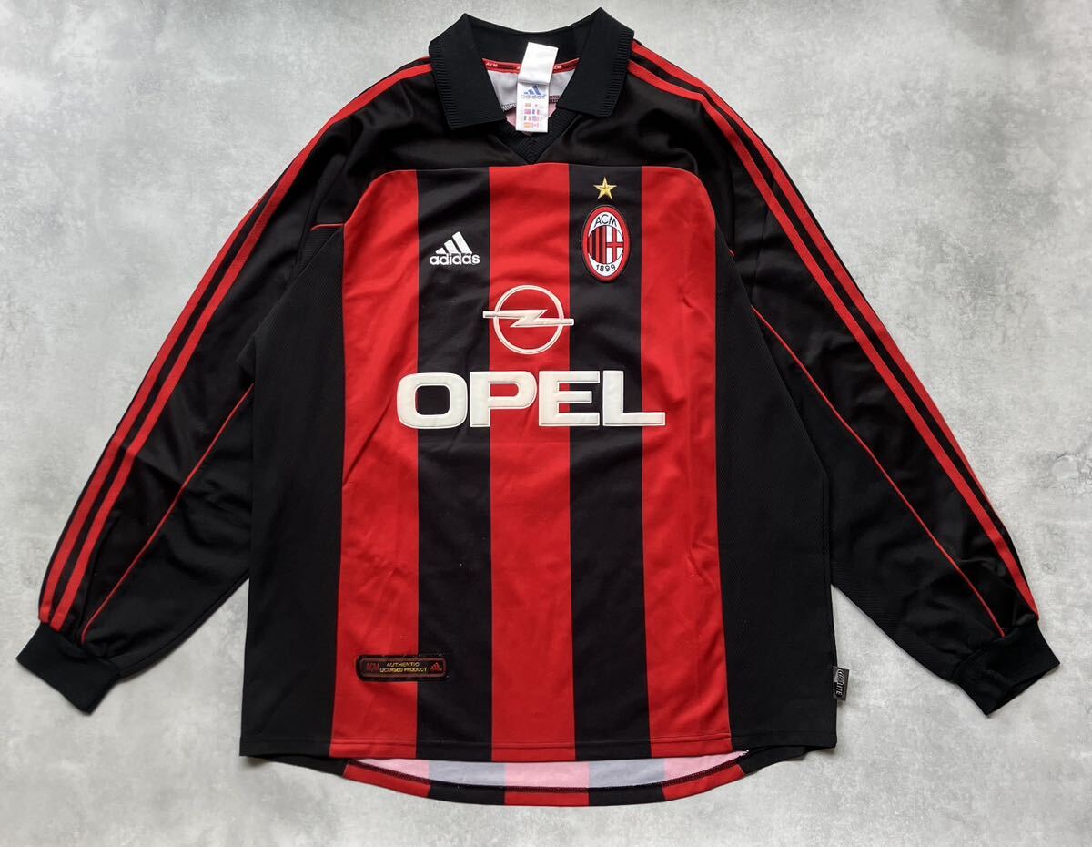 レア 00-01 ACミラン adidas 長袖ホームユニフォーム 正規品 レア 00-01 ACミラン adidas 長袖ホームユニフォーム 正規品