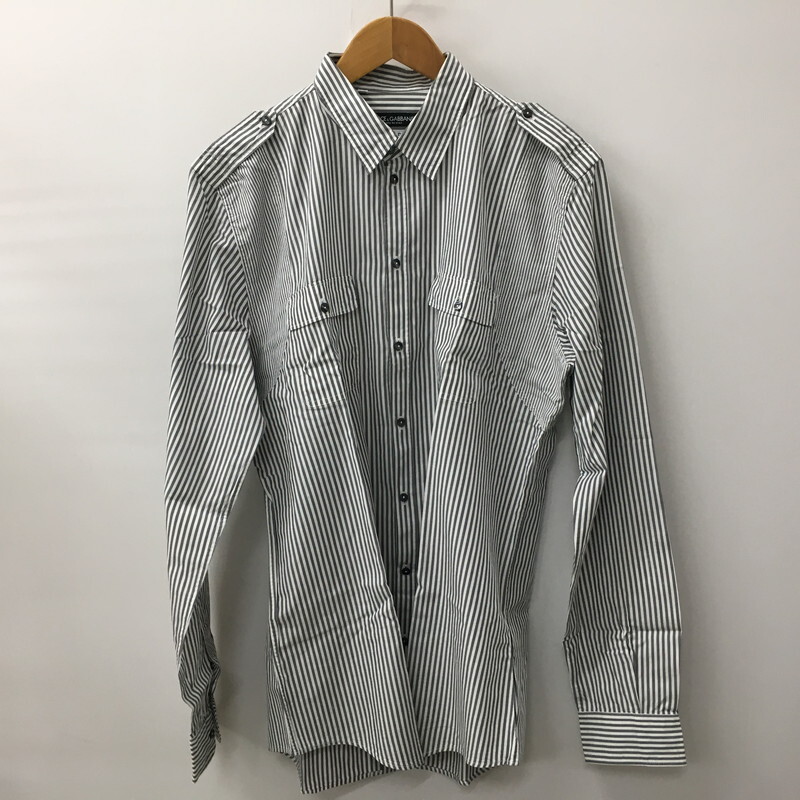 TEI [ secondhand goods ] DOLCE&GABBANA G5AA7T GOLD STRIPE DRESS SHIRT stripe long sleeve shirt brand 42 (141-240515-MK-23-TEI)