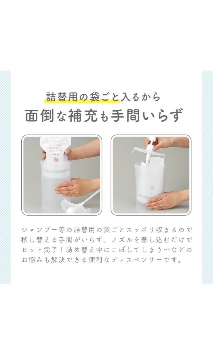 ホワイト 500ml対応 シャンプ― ソープ リンス 袋ごと おしゃれ 詰め替えボトル 詰替え容器 詰め替え用お手軽ポンプ