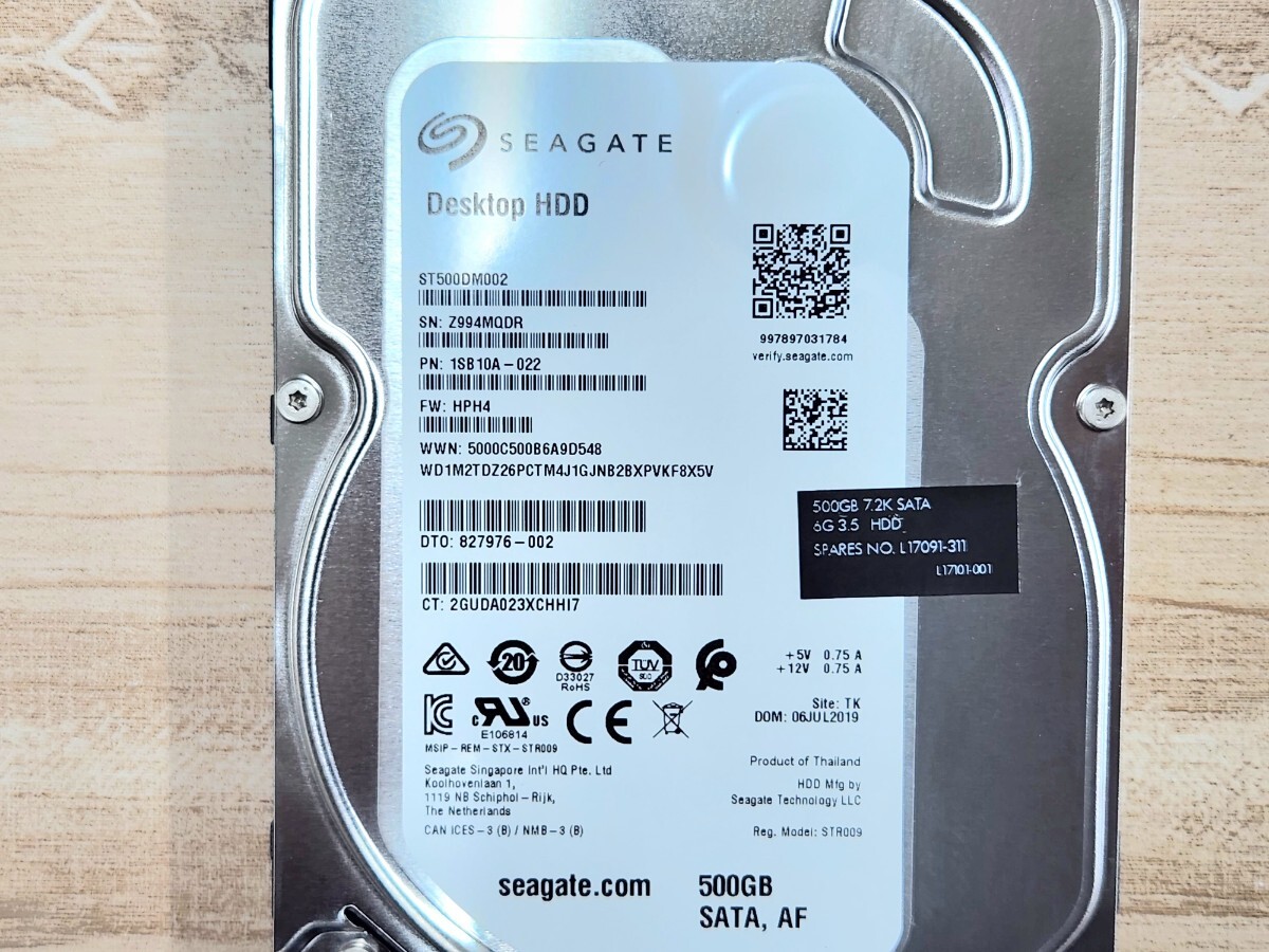 【送料無料】中古HDD 500GB 3.5インチ 2台セット SEAGATE ST500DM002 seagate 動作確認済 健康状態:正常 HDD 送料無料 3.5インチ②×2_画像6