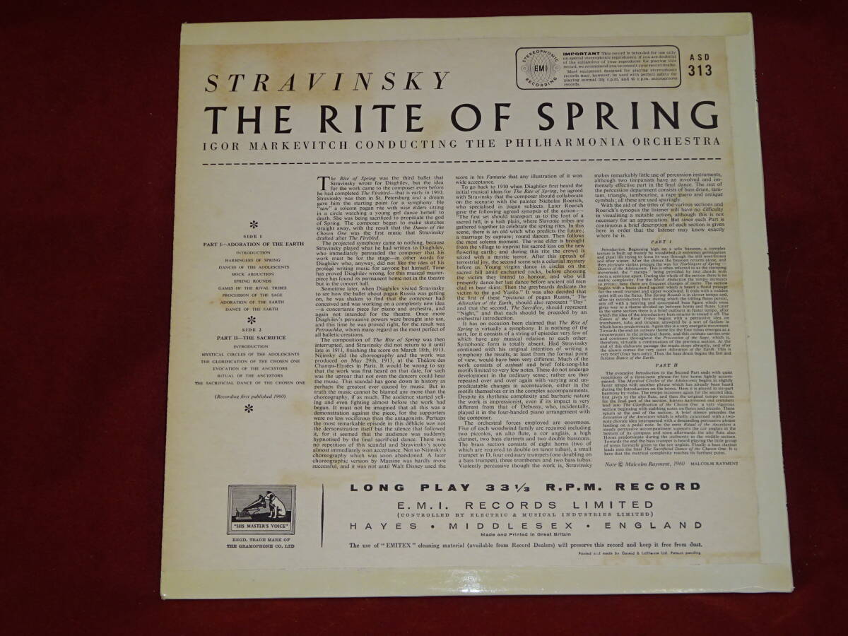 稀少 英ASD313 マルケヴィチ/ストラヴィンスキー「春の祭典」極美盤 W/Gオリジナルの画像2